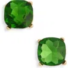 Cara Cushion Stud Crystal Earrings In Green