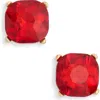 Cara Cushion Stud Crystal Earrings In Red