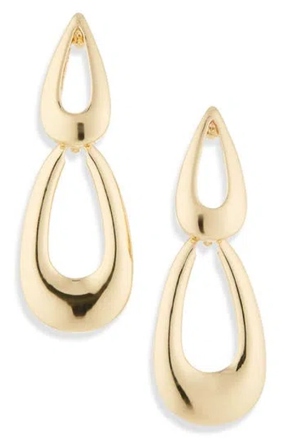 Cara Double Loop Drop Earrings In Gold