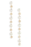 Cara Faux Pearl & Cubic Zirconia Linear Earrings In Gold