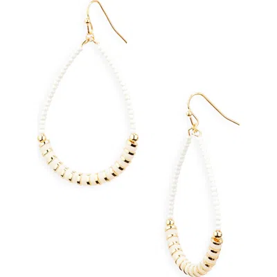 Cara Faux Pearl Beaded Teardrop Earrings In Gold