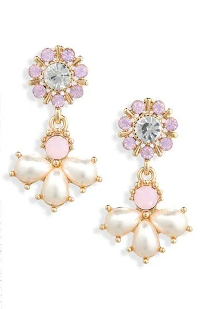 Cara Faux Pearl Flower Drop Earrings In Multi