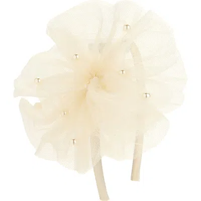 Cara Kids'  Faux Pearl Tulle Headband In White