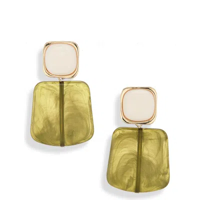 Cara Flat Geo Drop Earrings In Green Multi