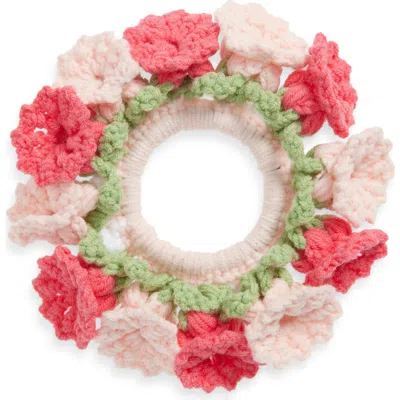 Cara Kids'  Floral Crochet Scrunchie In Multi