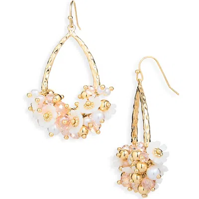 Cara Flower Cluster Drop Earrings In Gold