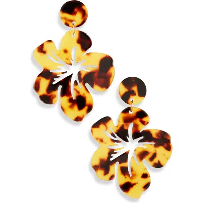 Cara Flower Drop Earrings In Brown