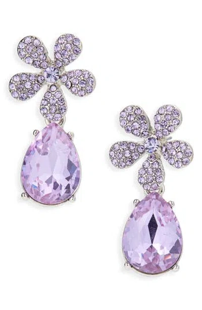 Cara Flower Drop Earrings In Purple