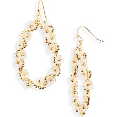 Cara Flower Hoop Earrings In Gold