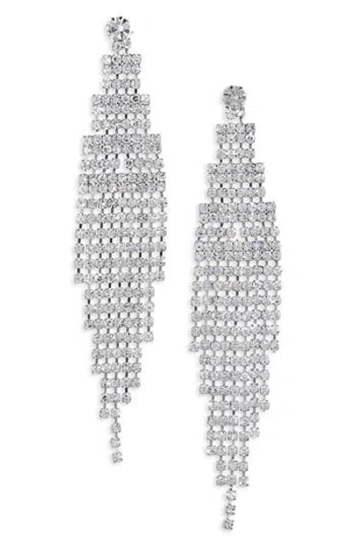 Cara Fringe Statement Earrings In Silver