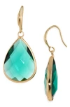 Cara Glass Stone Drop Earrings In Green