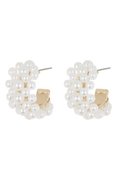 Cara Imitation Pearl Hoop Earrings In Gold/ Pearl