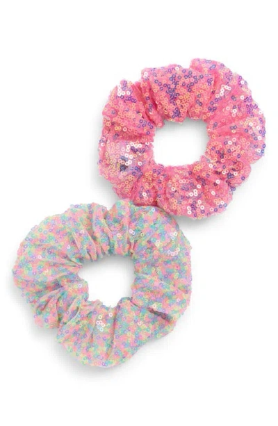 Cara Kids' 2-pack Light-up Sequin Scrunchies In Pink