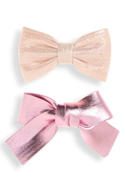 Cara Kids' 2-pack Metallic Hair Bows In Pink