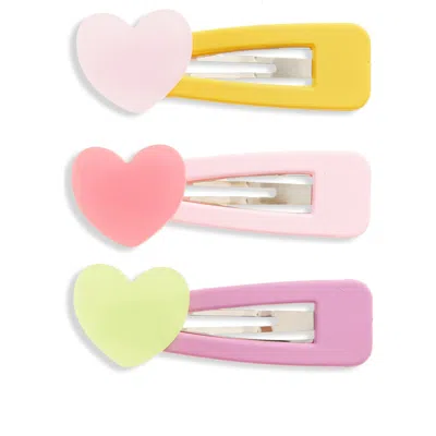 Cara Kids' 3-pack Heart Hair Clips In Multi