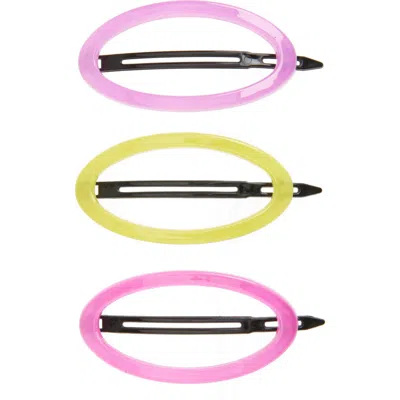 Cara Kids' 3-pack Oval Hair Clips Set In Pink