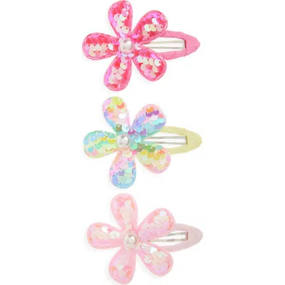 Cara Kids' 3-pack Sequin Flower Hair Clips Set In Multi