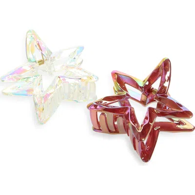 Cara Kids' Assorted 2-pack Irridescent Star Claw Clips In Multi