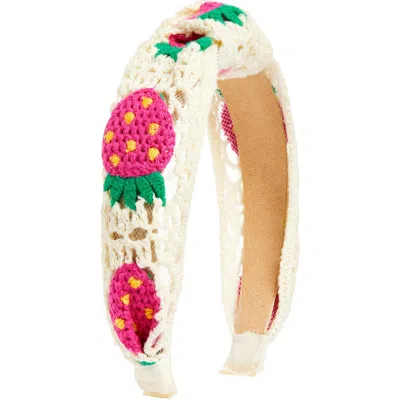 Cara Kids' Crochet Strawberry Headband In White