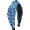 Cara Kids' Denim Polka Dot Knot Headband In Blue