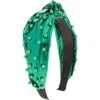Cara Kids' Faux Pearl Knotted Headband In Green