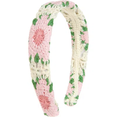Cara Kids' Floral Crochet Headband In Pink