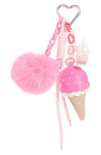 Cara Kids' Ice Cream & Pom Bag Charm In Pink