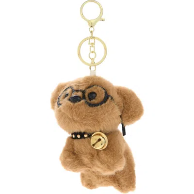 Cara Kids' Plush Dog Bag Charm In Brown