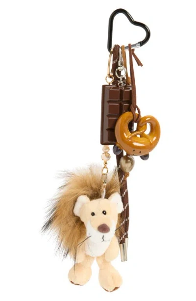Cara Kids' Pretzel, Chocolate & Lion Bag Charm In Brown