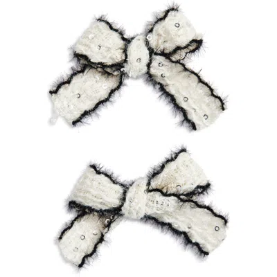 Cara Kids' Set Of 2 Bow Barrettes In White