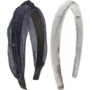Cara Kids' Set Of 2 Plissé & Velvet Headbands In Gray