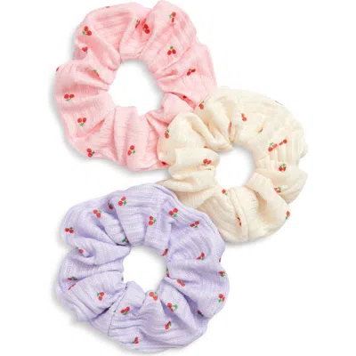 Cara Kids' Set Of 3 Cherry Scrunchies In Pink