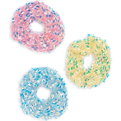 Cara Kids' Set Of 3 Sequin Scrunchies In Multi