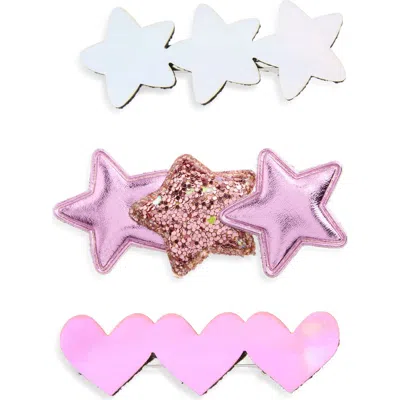 Cara Kids' Set Of 3 Snap Clips In Pink