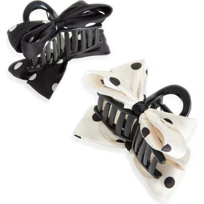 Cara Kids' Set Of T Polka Dot Hair Jaw Clips In Black