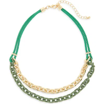 Cara Layered Cord Necklace In Green
