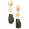 Cara Linear Drop Earrings In Green Multi