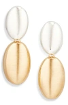Cara Matte Two-tone Pebble Drop Earrings In Gold
