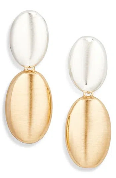 Cara Matte Two-tone Pebble Drop Earrings In Gold