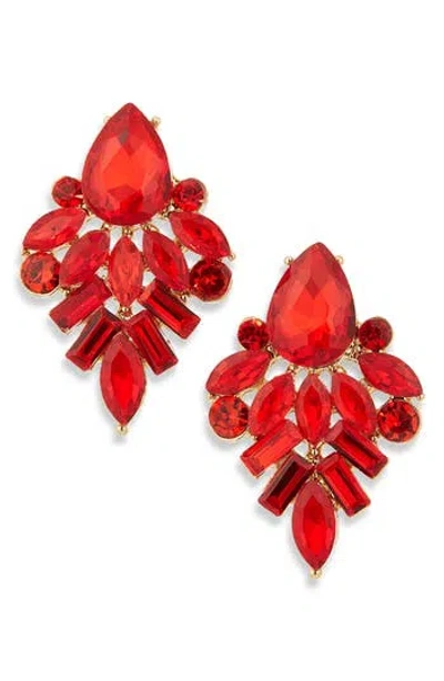 Cara Mixed Crystal Drop Earrings In Gold