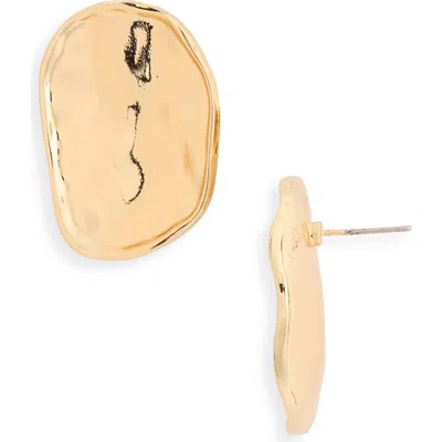 Cara Molten Button Stud Earrings In Gold