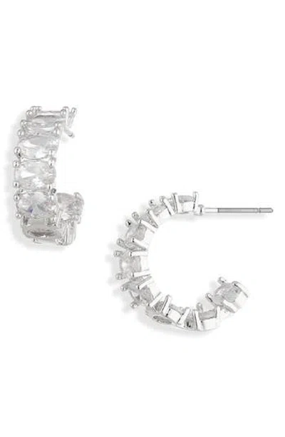 Cara Oval Cubic Zirconia Hoop Earrings In Metallic