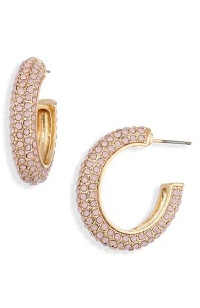 Cara Pavé Rhinestone Hoop Earrings In Gold