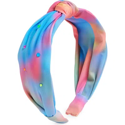 Cara Kids'  Rainbow Crystal Detail Headband In Blue Multi
