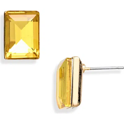 Cara Rectangle Stud Earrings In Gold