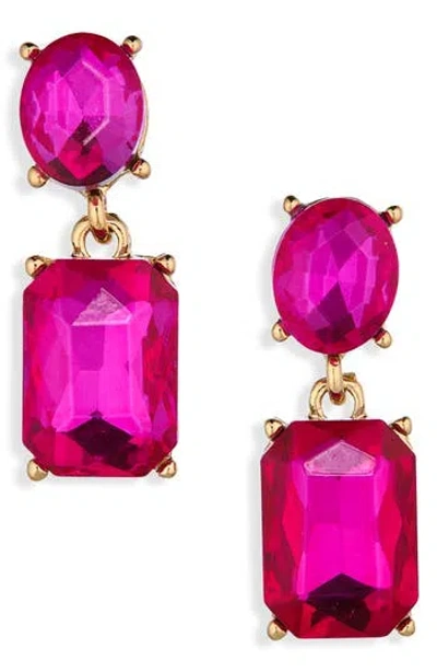 Cara Rectangular Drop Earrings In Pink