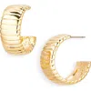 Cara Ribbed Hoop Earrings In Gold