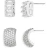 Cara Set Of 2 Cubic Zirconia Button Stud Earrings In White