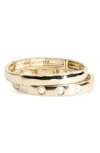 Cara Set Of 2 Faux Pearl Bangle Bracelets In Gold