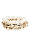 Cara Set Of 3 Faux Pearl & Chain Bracelets In Gold